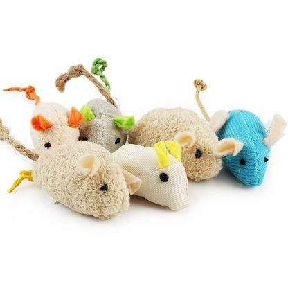 Set of 6 Plush Catnip Mice Toys for Cats and Kittens
