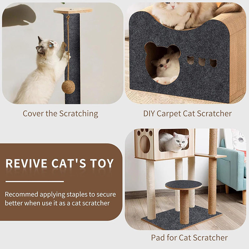 Self-Adhesive Carpet Cat Scratch Board for Wall Protection and Sofa Defense - Trimmable Pet Product for Paw Maintenance