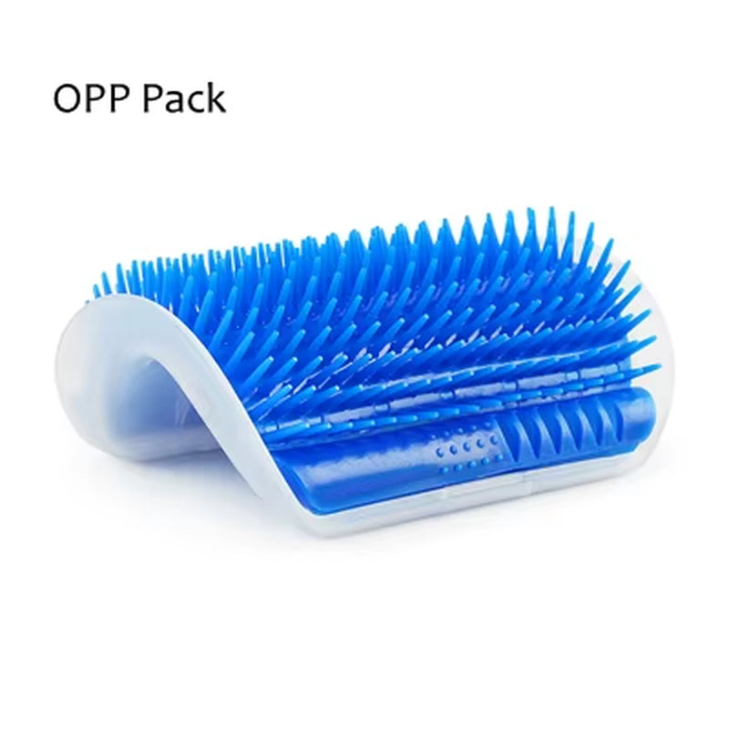 Corner Cat Grooming Brush and Scratch Toy with Arch Massager and Plastic Bristles