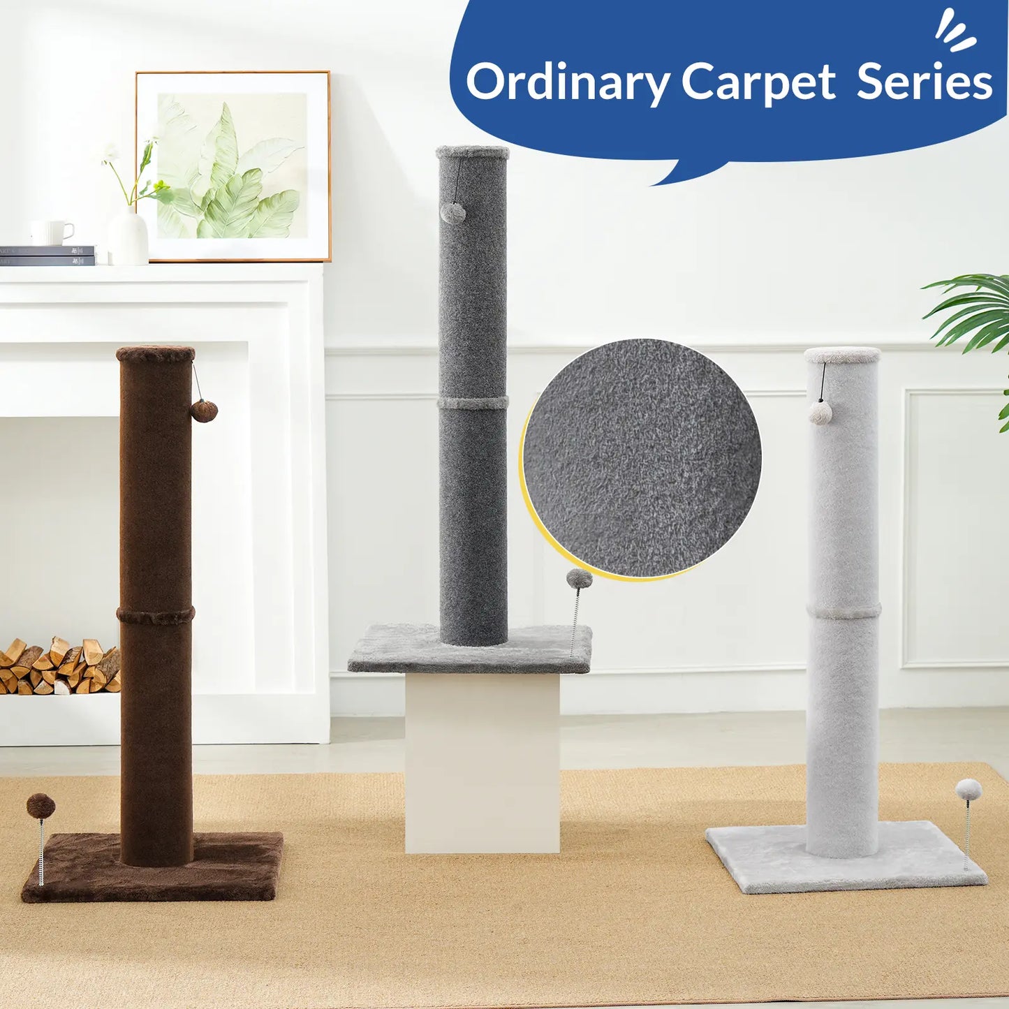 Made4Pets Freestanding Sisal Scratching Post for Indoor Cats - 41.73" Height, Sturdy Base, Replaceable Spring Toy, Space-Saving Design, Promotes Healthy Nail Maintenance