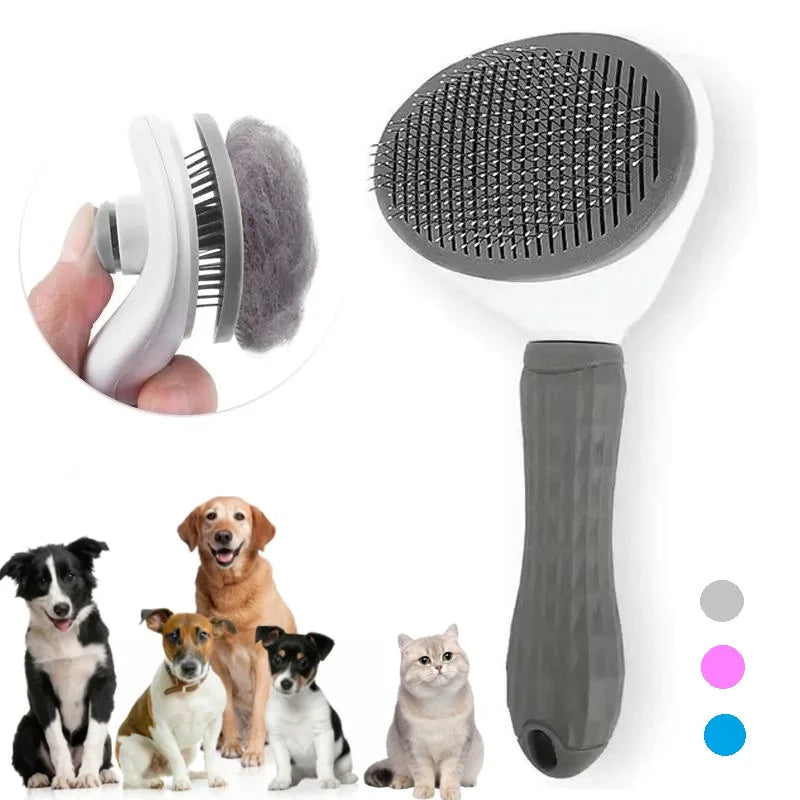 Self-Cleaning Pet Hair Removal Comb for Cats and Dogs - Professional Slicker Brush and Grooming Tool