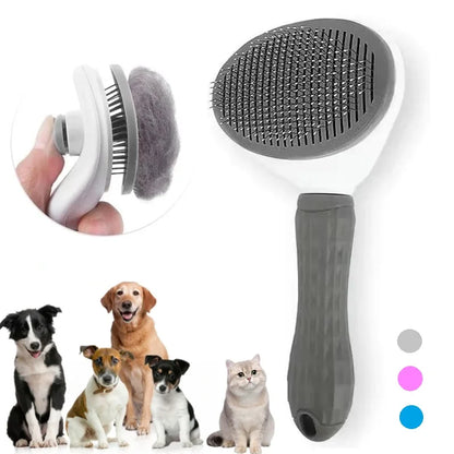 Self-Cleaning Pet Hair Removal Comb for Cats and Dogs - Professional Slicker Brush and Grooming Tool