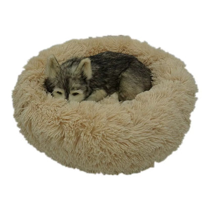 Luxury Plush Round Pet Bed for Dogs and Cats - Calming Donut Design for All Sizes