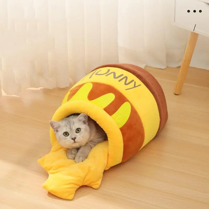 Honey Pot Design Cat and Dog House - Plush Washable Pet Bed for Indoor Use, 1 Count