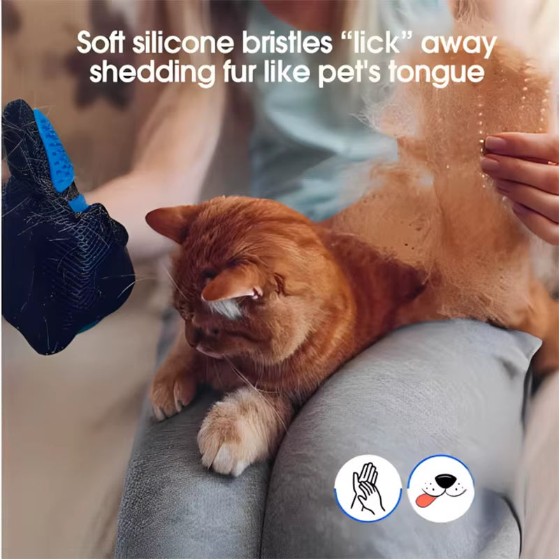 Pet Grooming Glove for Dogs and Cats - Deshedding Hair Remover and Massage Brush for Effective Cleaning and Care