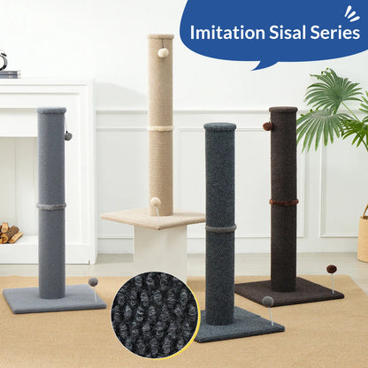 Made4Pets Freestanding Sisal Scratching Post for Indoor Cats - 41.73" Height, Sturdy Base, Replaceable Spring Toy, Space-Saving Design, Promotes Healthy Nail Maintenance