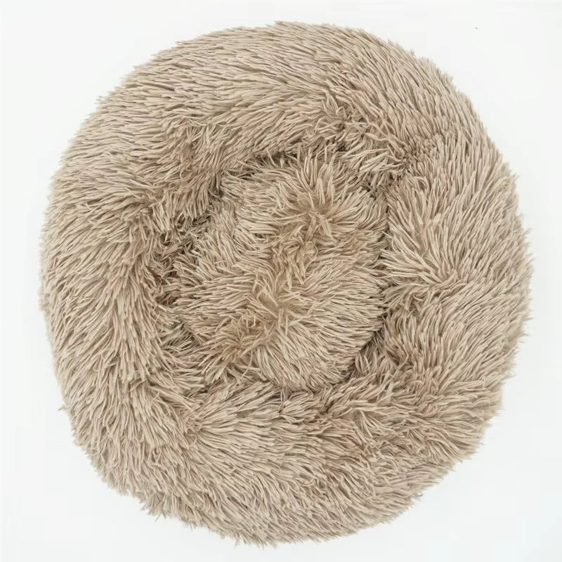 Luxury Plush Round Pet Bed for Dogs and Cats - Calming Donut Design for All Sizes