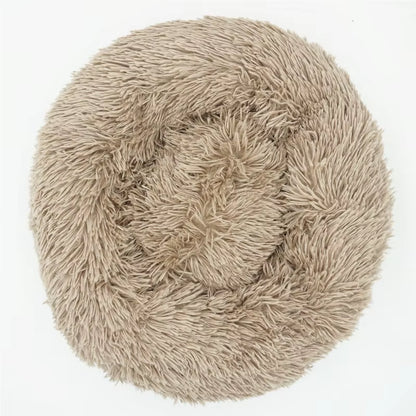 Luxury Plush Round Pet Bed for Dogs and Cats - Calming Donut Design for All Sizes