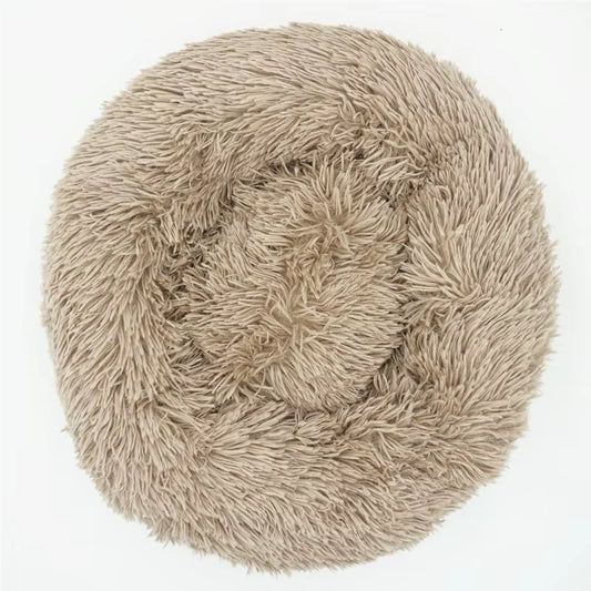 Luxury Plush Round Pet Bed for Dogs and Cats - Calming Donut Design for All Sizes