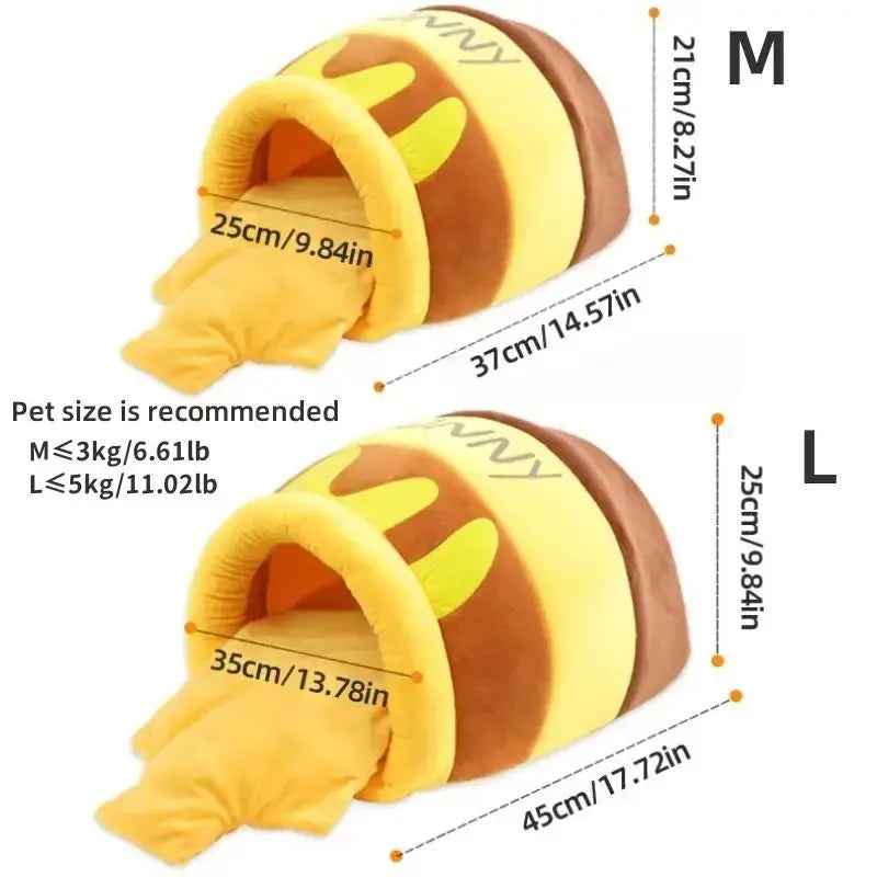 Honey Pot Design Cat and Dog House - Plush Washable Pet Bed for Indoor Use, 1 Count