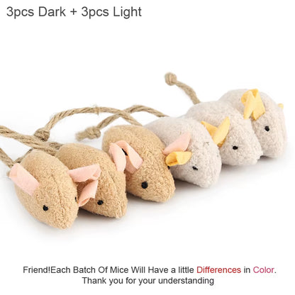 Set of 6 Plush Catnip Mice Toys for Cats and Kittens