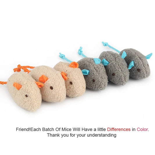 Set of 6 Plush Catnip Mice Toys for Cats and Kittens
