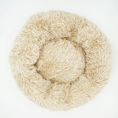 Luxury Plush Round Pet Bed for Dogs and Cats - Calming Donut Design for All Sizes