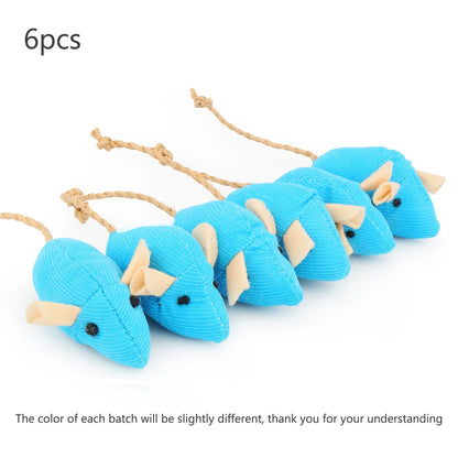 Set of 6 Plush Catnip Mice Toys for Cats and Kittens