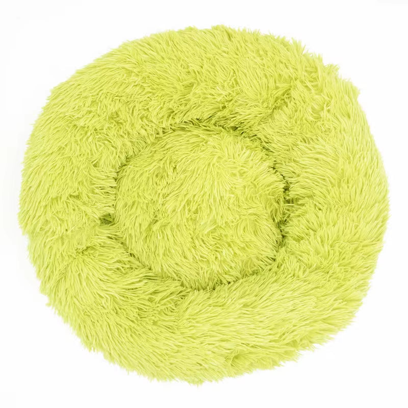Luxury Plush Round Pet Bed for Dogs and Cats - Calming Donut Design for All Sizes