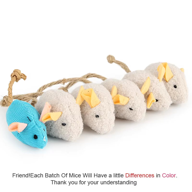 Set of 6 Plush Catnip Mice Toys for Cats and Kittens