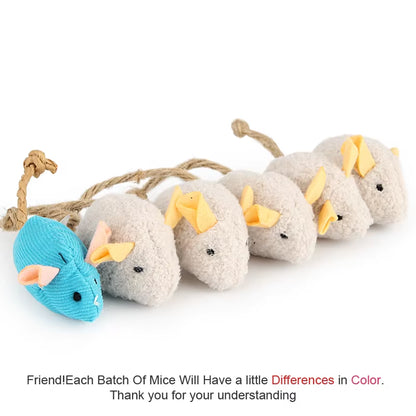 Set of 6 Plush Catnip Mice Toys for Cats and Kittens