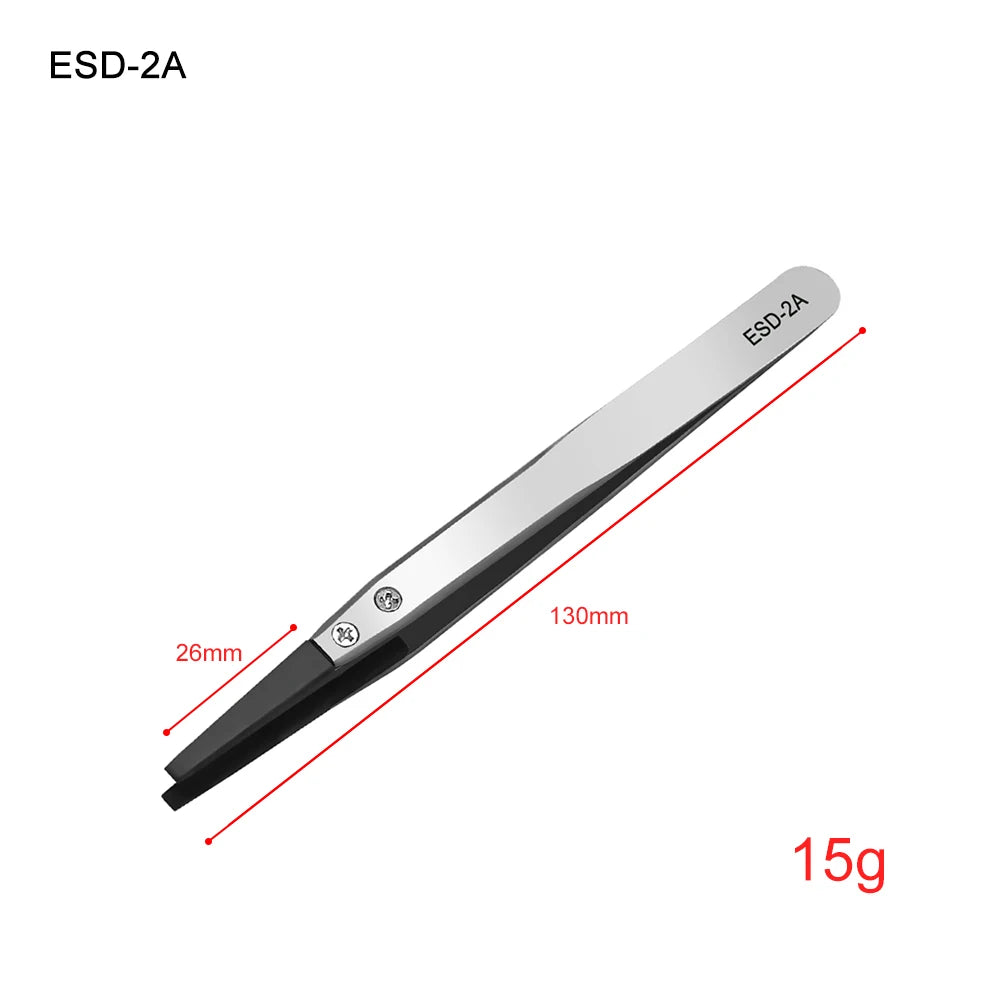 Precision Stainless Steel Anti-Static Curved and Straight Tip Tweezers Set for Electronics and Phone Repair