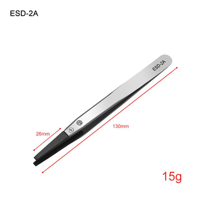 Precision Stainless Steel Anti-Static Curved and Straight Tip Tweezers Set for Electronics and Phone Repair