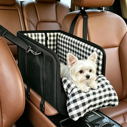 Premium Center Console Dog Car Seat - Anxiety-Relief Booster Seat for Small Pets, Ultra-Safe Armrest Bed for Travel, Comfortable and Secure Car Seat for Small Dogs and Cats