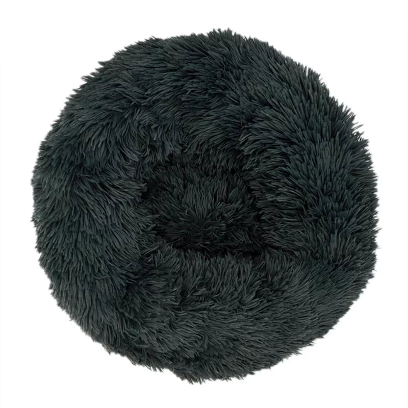Luxury Plush Round Pet Bed for Dogs and Cats - Calming Donut Design for All Sizes