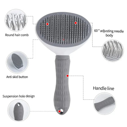 Self-Cleaning Pet Hair Removal Comb for Cats and Dogs - Professional Slicker Brush and Grooming Tool