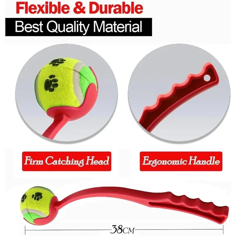 Pet Tennis Launcher and Throwing Stick for Dogs - Outdoor Training Toys and Supplies