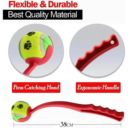 Pet Tennis Launcher and Throwing Stick for Dogs - Outdoor Training Toys and Supplies