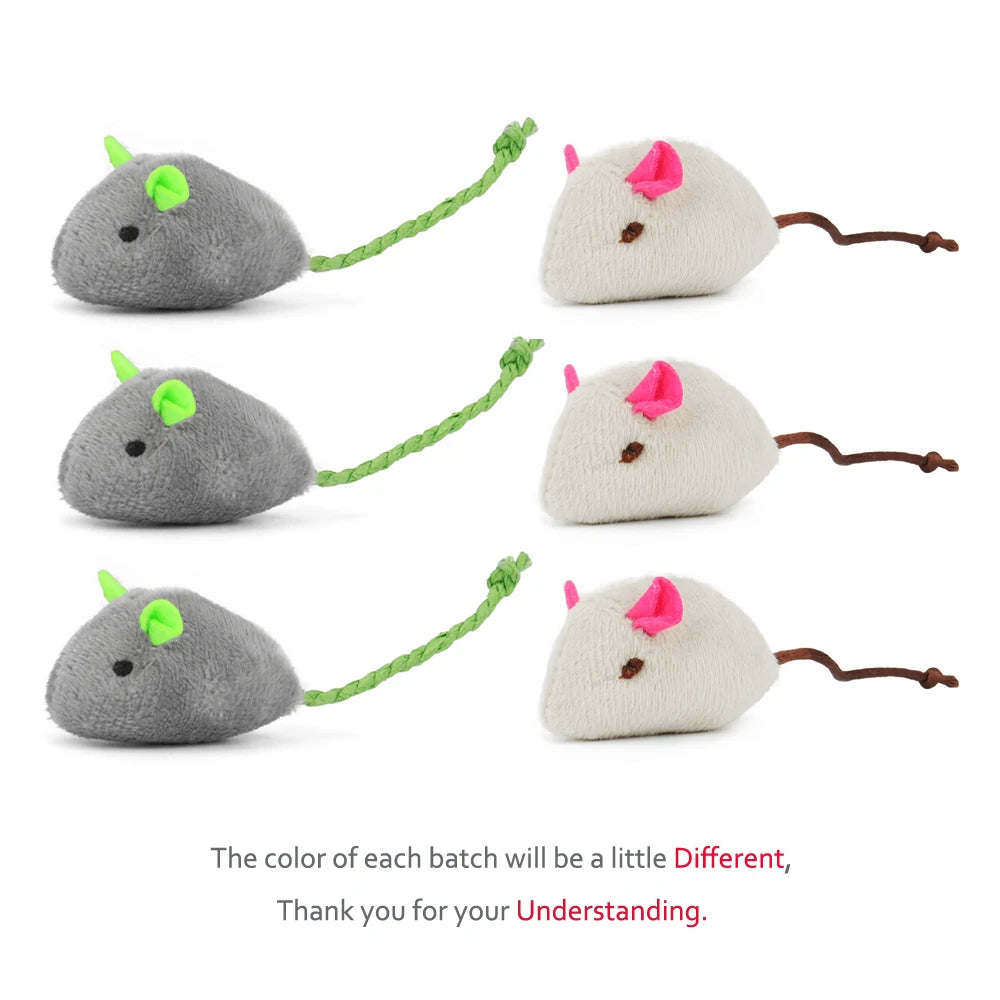 Set of 6 Plush Catnip Mice Toys for Cats and Kittens