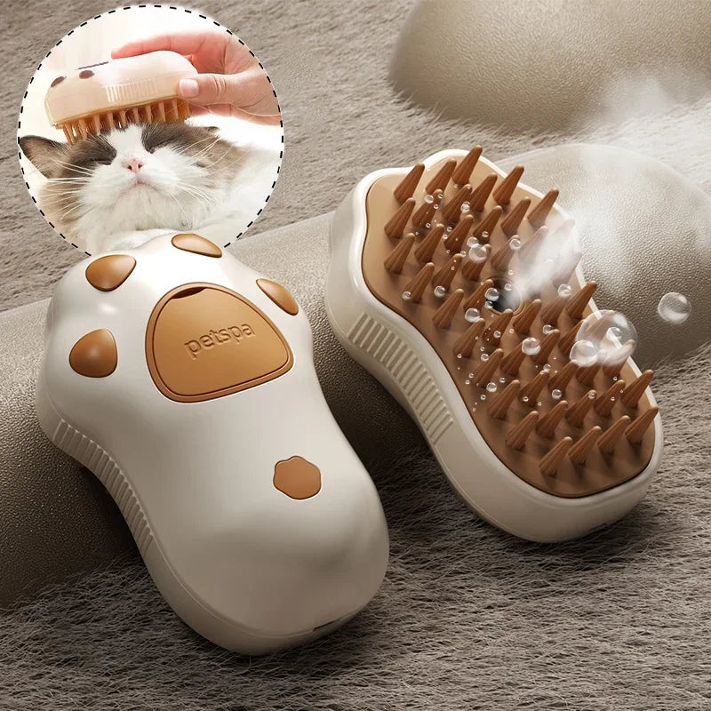 Electric Pet Grooming Steam Brush - 3-in-1 Water Spray Comb for Cats and Dogs, USB Rechargeable