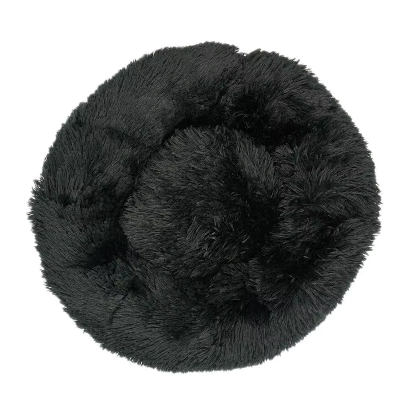 Luxury Plush Round Pet Bed for Dogs and Cats - Calming Donut Design for All Sizes