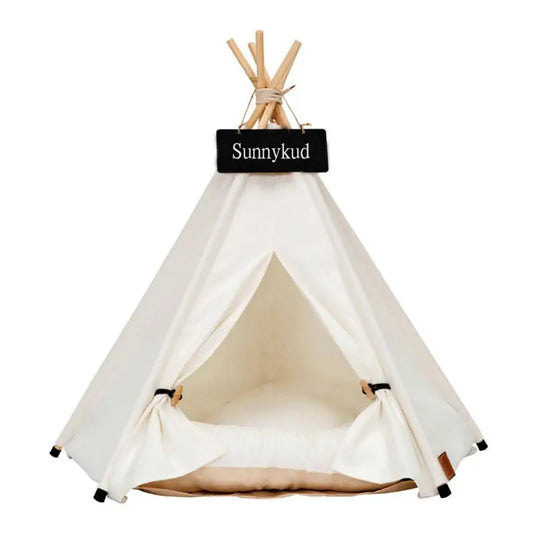 Portable Pet Tent House for Cats and Dogs - Cushioned Teepee Bed Available in 6 Colors for Indoor and Outdoor Use