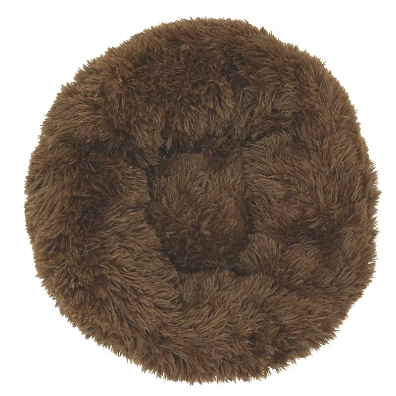 Luxury Plush Round Pet Bed for Dogs and Cats - Calming Donut Design for All Sizes