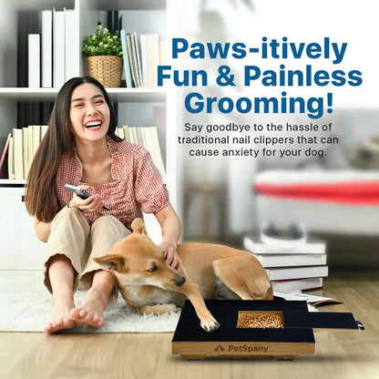 Petspany Bamboo Dog Nail Scratch Board with Treat Box - 14.55 x 10.39 Inch Stress-Free Nail Care Solution