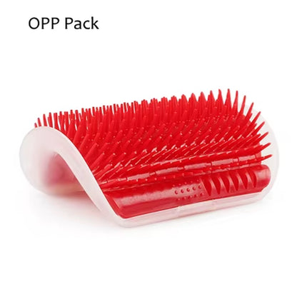 Corner Cat Grooming Brush and Scratch Toy with Arch Massager and Plastic Bristles