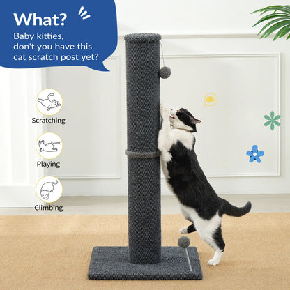 Made4Pets Freestanding Sisal Scratching Post for Indoor Cats - 41.73" Height, Sturdy Base, Replaceable Spring Toy, Space-Saving Design, Promotes Healthy Nail Maintenance
