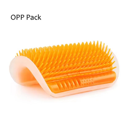 Corner Cat Grooming Brush and Scratch Toy with Arch Massager and Plastic Bristles