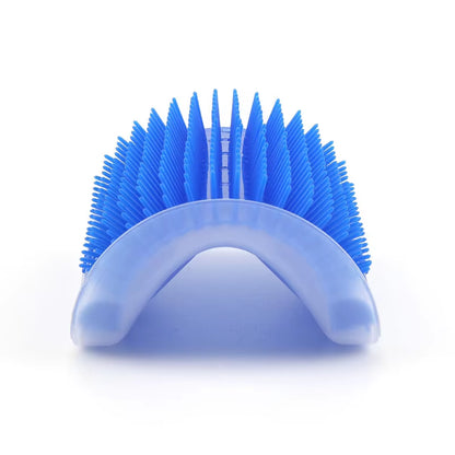Corner Cat Grooming Brush and Scratch Toy with Arch Massager and Plastic Bristles