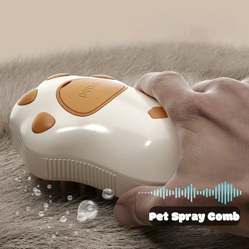 Electric Pet Grooming Steam Brush - 3-in-1 Water Spray Comb for Cats and Dogs, USB Rechargeable