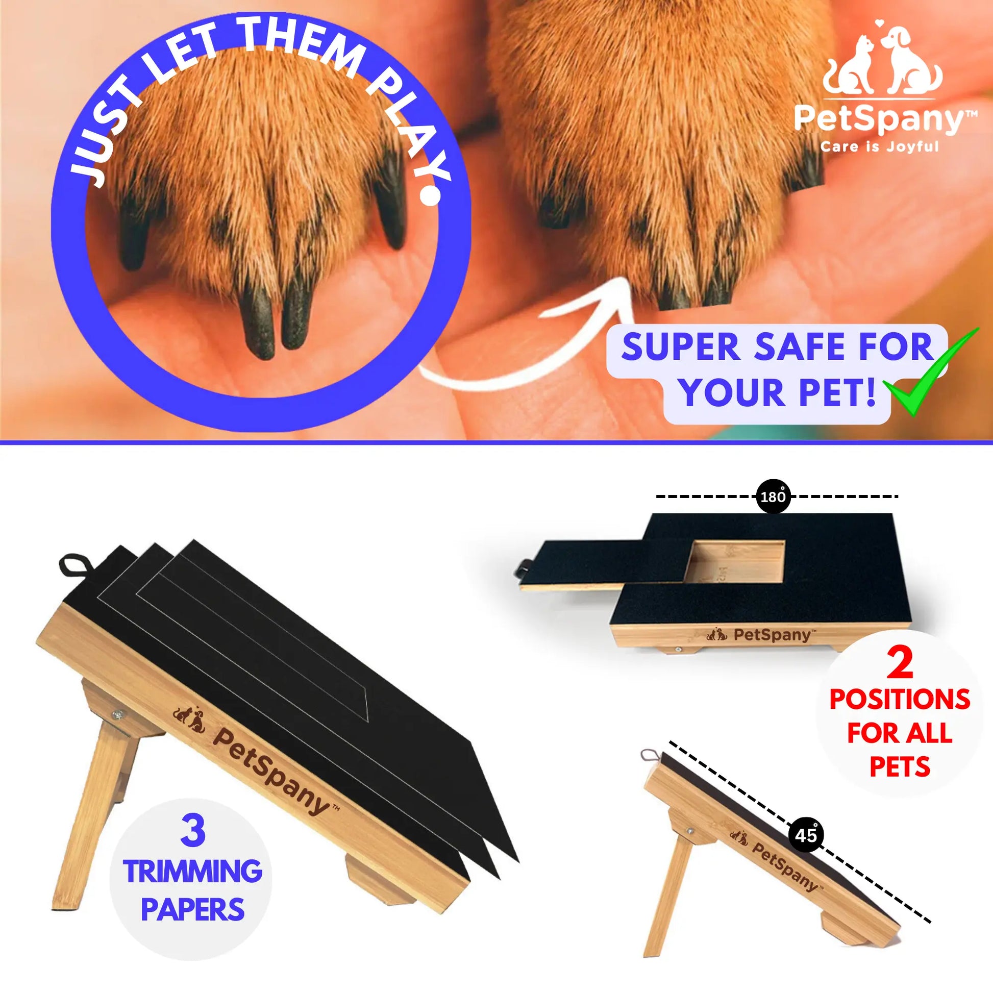 Petspany Bamboo Dog Nail Scratch Board with Treat Box - 14.55 x 10.39 Inch Stress-Free Nail Care Solution