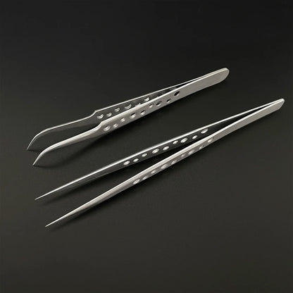 Precision Stainless Steel Anti-Static Curved and Straight Tip Tweezers Set for Electronics and Phone Repair