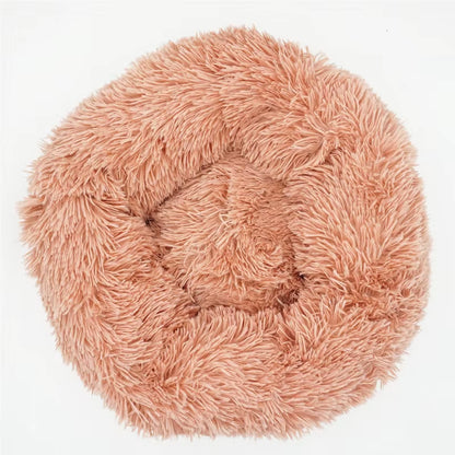 Luxury Plush Round Pet Bed for Dogs and Cats - Calming Donut Design for All Sizes