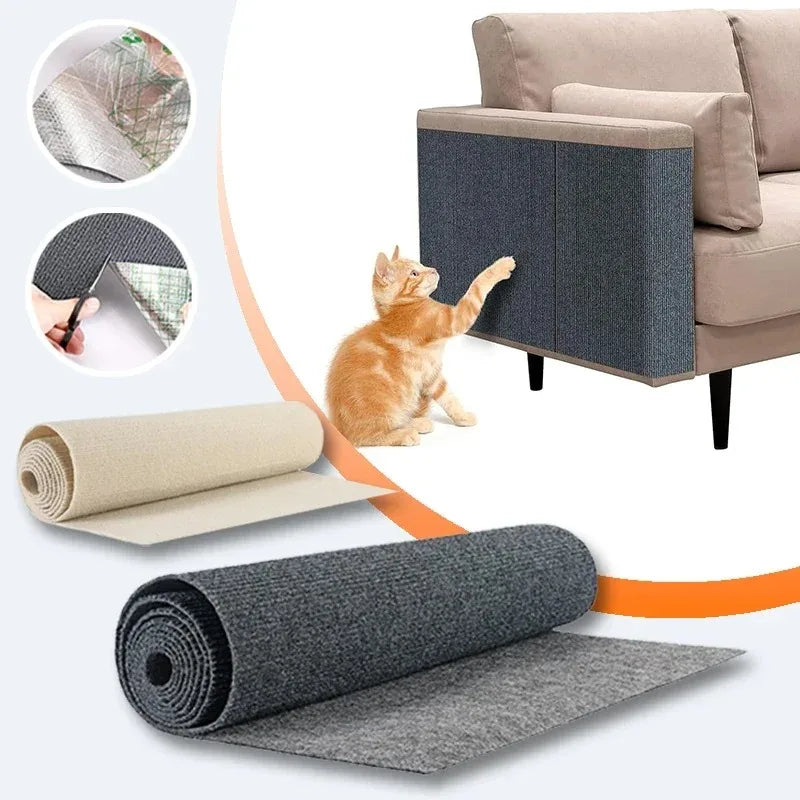 Self-Adhesive Carpet Cat Scratch Board for Wall Protection and Sofa Defense - Trimmable Pet Product for Paw Maintenance