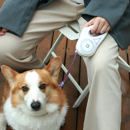 Premium Automatic Retractable Nylon Dog Leash with Integrated LED Lights - Durable Pet Walking Traction Rope