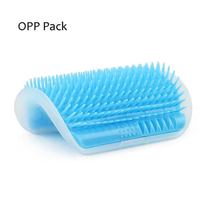 Corner Cat Grooming Brush and Scratch Toy with Arch Massager and Plastic Bristles