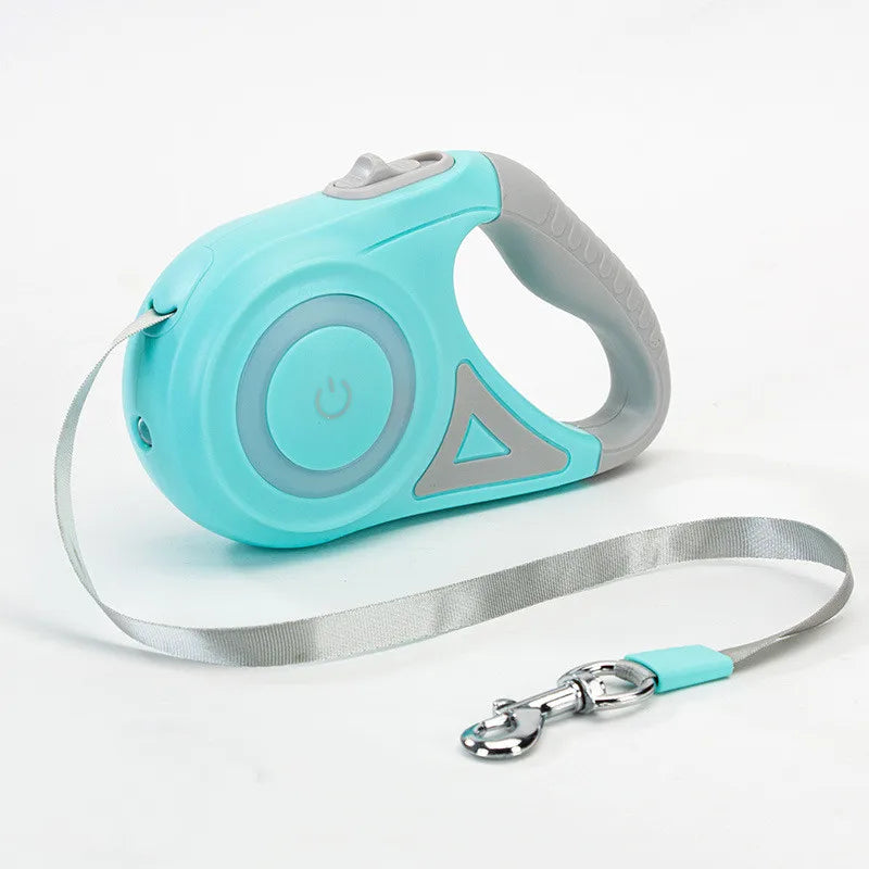 Premium Automatic Retractable Nylon Dog Leash with Integrated LED Lights - Durable Pet Walking Traction Rope