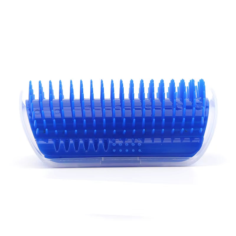 Corner Cat Grooming Brush and Scratch Toy with Arch Massager and Plastic Bristles