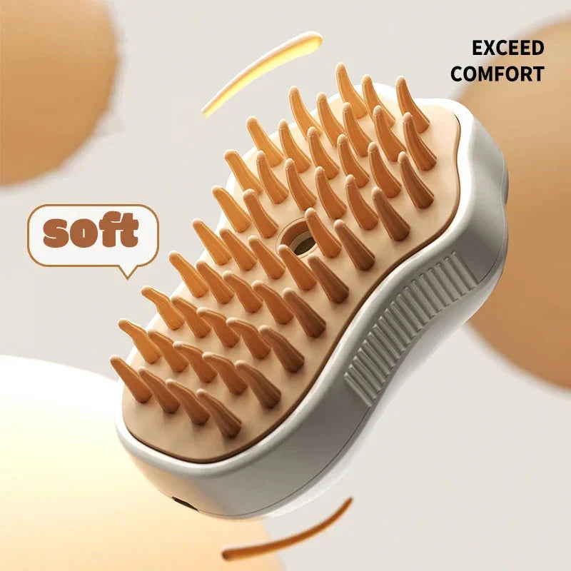 Electric Pet Grooming Steam Brush - 3-in-1 Water Spray Comb for Cats and Dogs, USB Rechargeable
