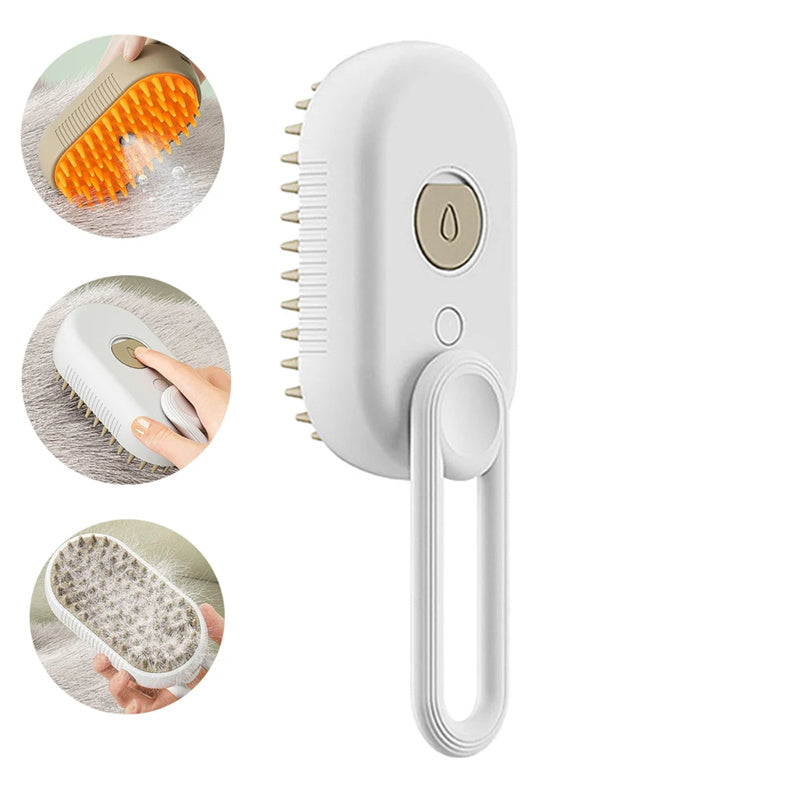 3-in-1 Electric Pet Grooming Brush with Steam Spray for Cats and Dogs - Hair Removal and Massage Comb