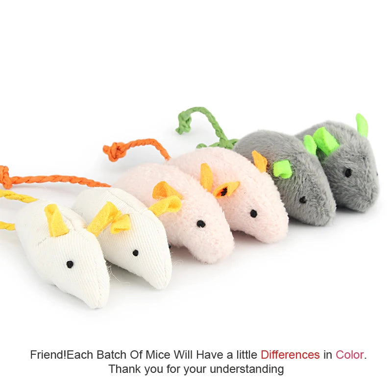 Set of 6 Plush Catnip Mice Toys for Cats and Kittens